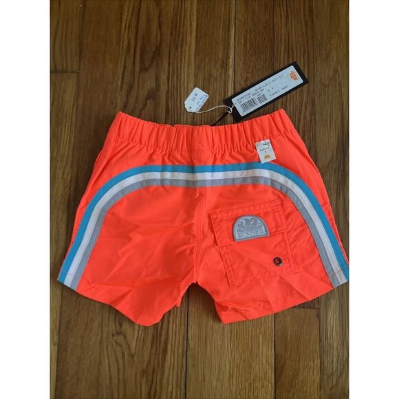 Sundek Boys Fluo Orange Swim Trunks Shorts Rainbow Size 4 - Picture 1 of 5